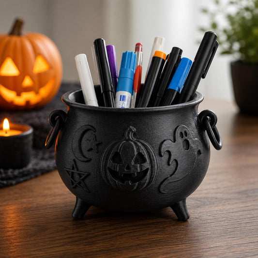 Halloween Cauldron Candy Bowl | Witch Pot Planter | Spooky Halloween Decor | 3D Printed Pen Holder & Desk Organiser