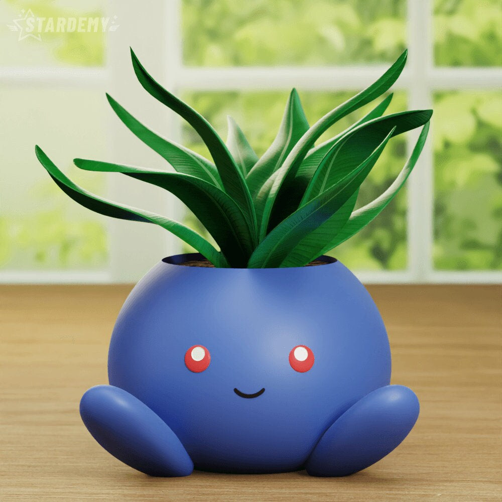 Pokemon Oddish Planter Pot - Cute Flower Pot - Pen Holder - 3D Printed - Various Sizes & Expressions - Gift for Pokemon Fans - Desk Decor