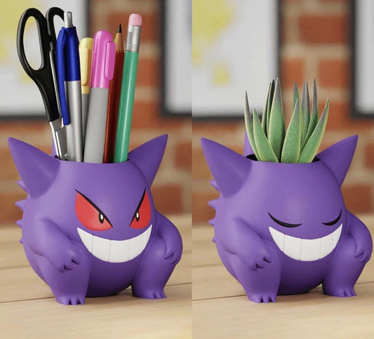 Pokemon Gengar Flower Pot Planter – Pencil Holder – 3 Sizes – Eyes Open/Closed Design – Painted or Unpainted Optionainted or Unpainted