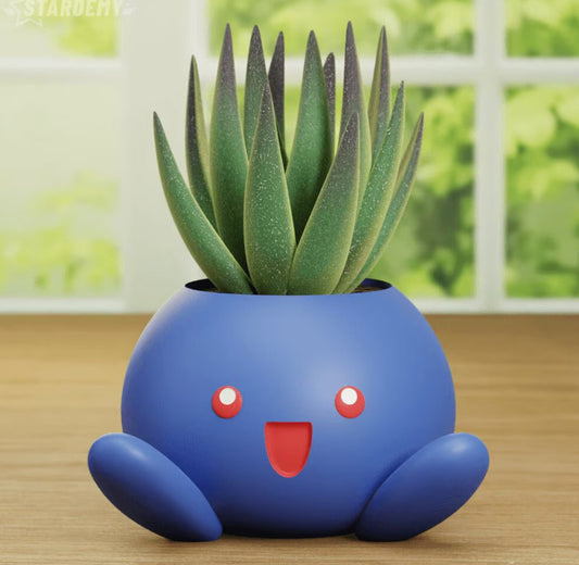 Pokemon Oddish Planter Pot - Cute Flower Pot - Pen Holder - 3D Printed - Various Sizes & Expressions - Gift for Pokemon Fans - Desk Decor