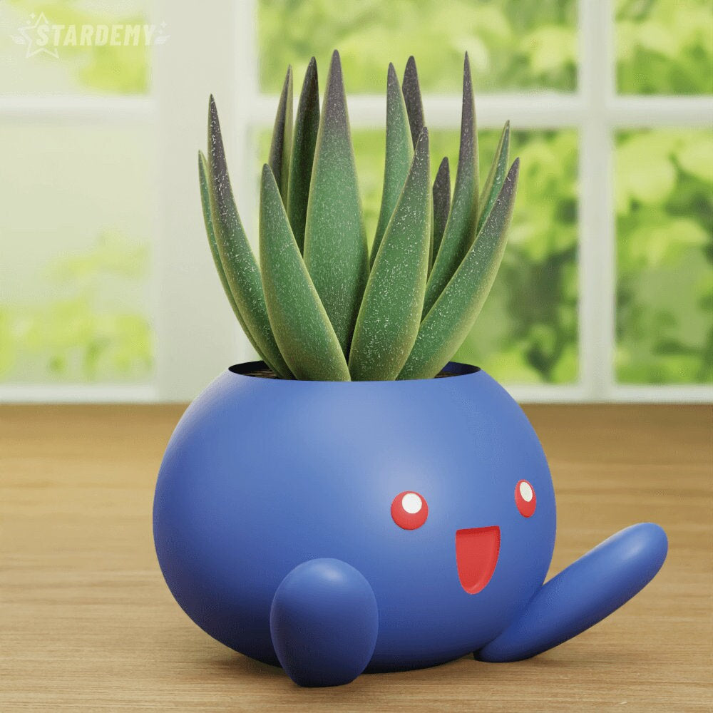Pokemon Oddish Planter Pot - Cute Flower Pot - Pen Holder - 3D Printed - Various Sizes & Expressions - Gift for Pokemon Fans - Desk Decor