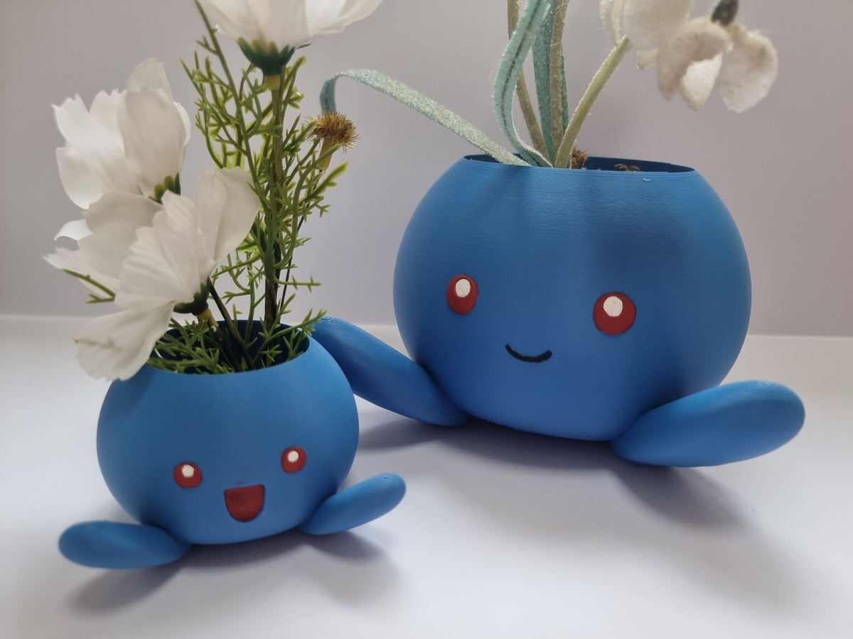 Pokemon Oddish Planter Pot - Cute Flower Pot - Pen Holder - 3D Printed - Various Sizes & Expressions - Gift for Pokemon Fans - Desk Decor
