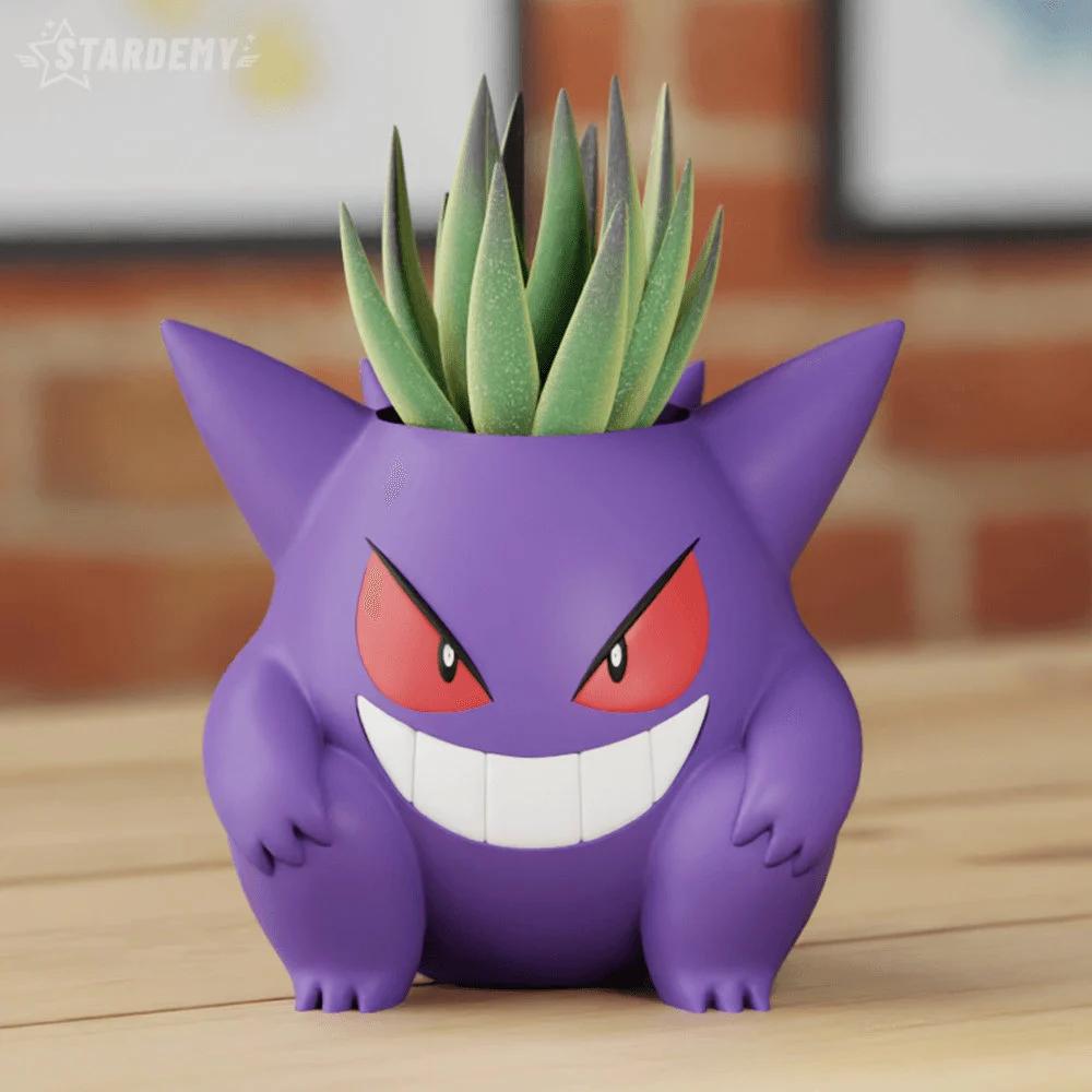 Pokemon Gengar Flower Pot Planter – Pencil Holder – 3 Sizes – Eyes Open/Closed Design – Painted or Unpainted Optionainted or Unpainted