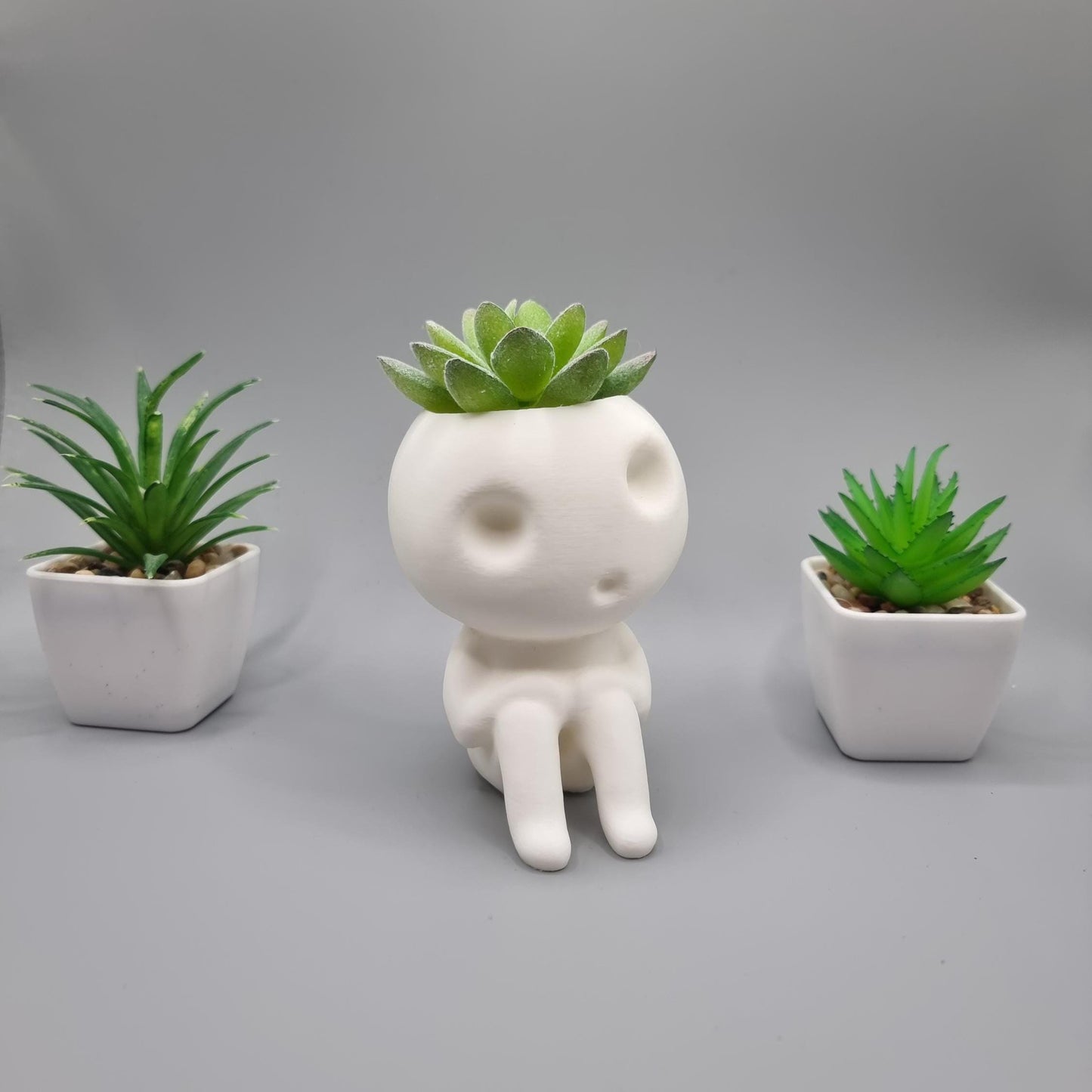 Sitting Kodama Planter #1 - Studio Ghibli Inspired - Princess Mononoke - Planters for Succulents - Tree Spirit - Indoor Plant Pot
