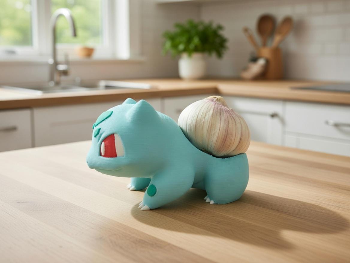Bulb-a-Garlic Holder - Cute Kitchen Decor - 3D Printed Garlic Storage - 10cm