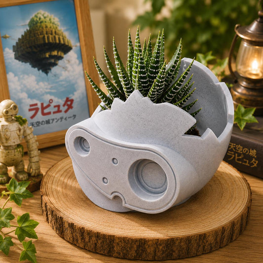 Laputa Guardian Robot Head Planter | Anime Inspired Succulent Pot | 3D Printed Plant Pot | Desk Decor |