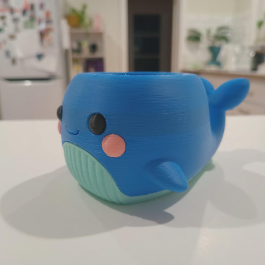 Chibi Whale Planter | 3D Printed Succulent Pot | Kawaii Desk Decor | Ocean Lover Gift
