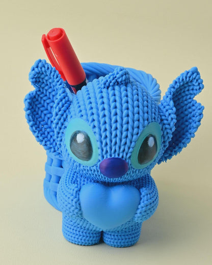 Knitted Stitch Pen Holder with Heart