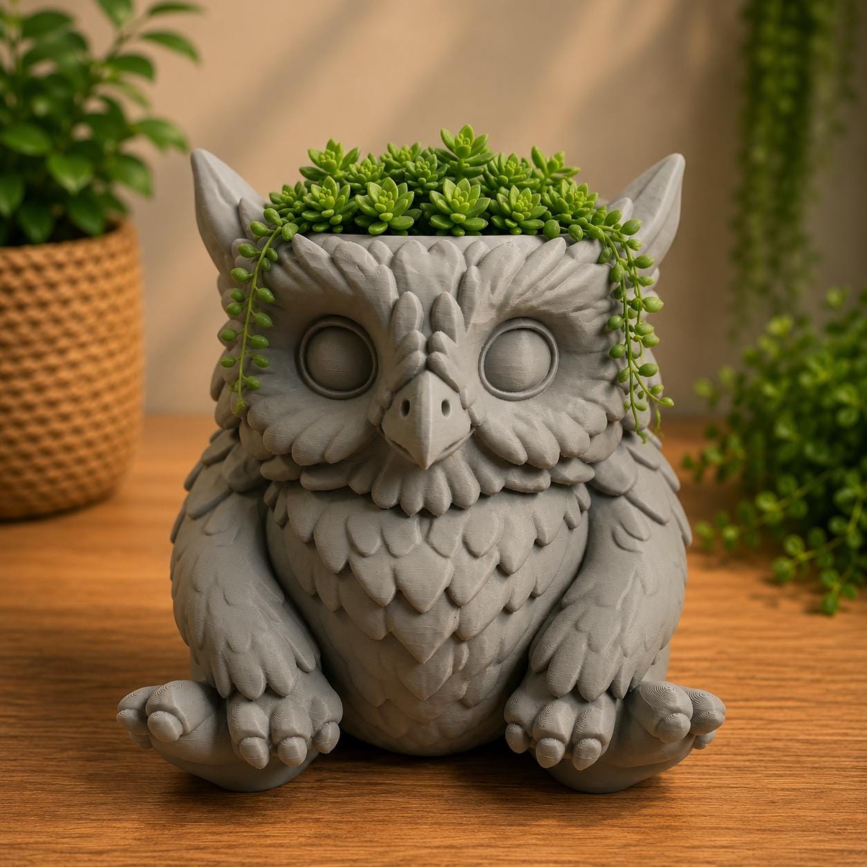 Chibi Owlbear Planter | D&D Owlbear Plant Pot | Baldur's Gate 3 Inspired Desk Planter | 3D Printed Succulent Pot | Dungeon Decor Gift