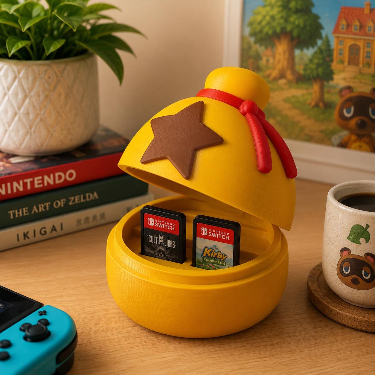 Animal Crossing Switch Game Holder | Bell Bag Nintendo Switch Cartridge Storage | Gaming Desk Accessory | Gamer Gift