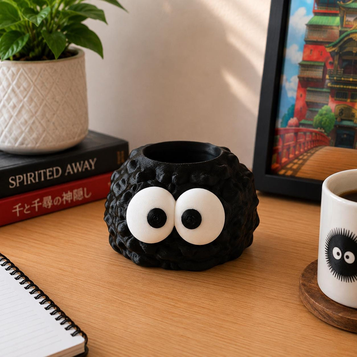 Soot Sprite Pen Holder, Spirited Away Pencil Pot, Ghibli Inspired Desk Organiser, Cute Anime Office Decor, 3D Printed Pencil Holder