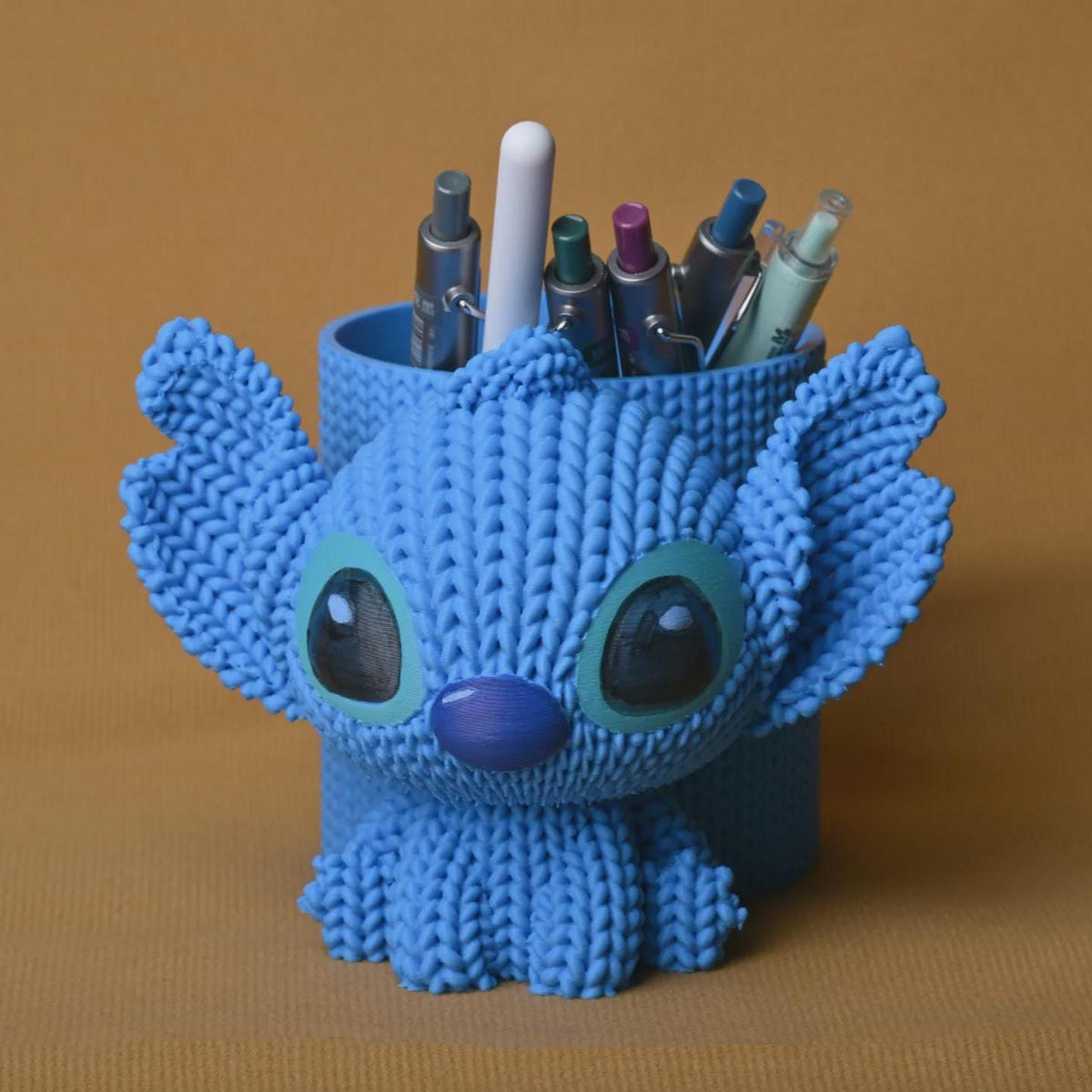 Knitted Stitch Pen Holder | Cute Alien Desk Organizer | Kawaii Pencil Pot | Office Desk Storage | Disney Inspired Gift