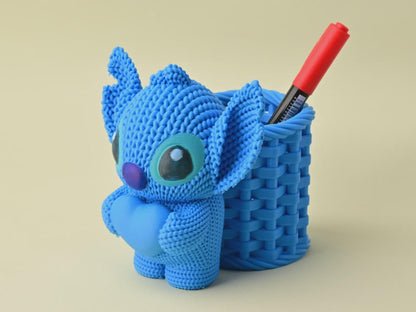 Knitted Stitch Pen Holder with Heart