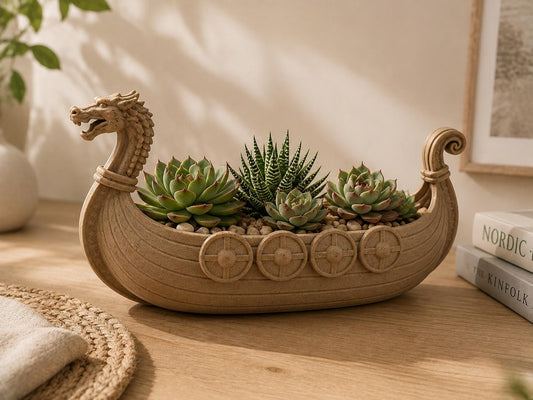 Viking Longship Planter | Norse Dragon Boat Succulent Pot | Nordic Plant Holder | Viking Decor | 3D Printed Planter | Small, Medium & Large