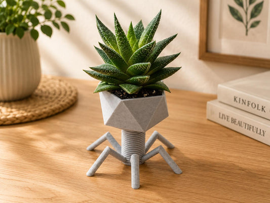 Bacteriophage Planter | Unique Science-Inspired Decor | Modern Succulent Pot | Perfect Gift for Science Lovers