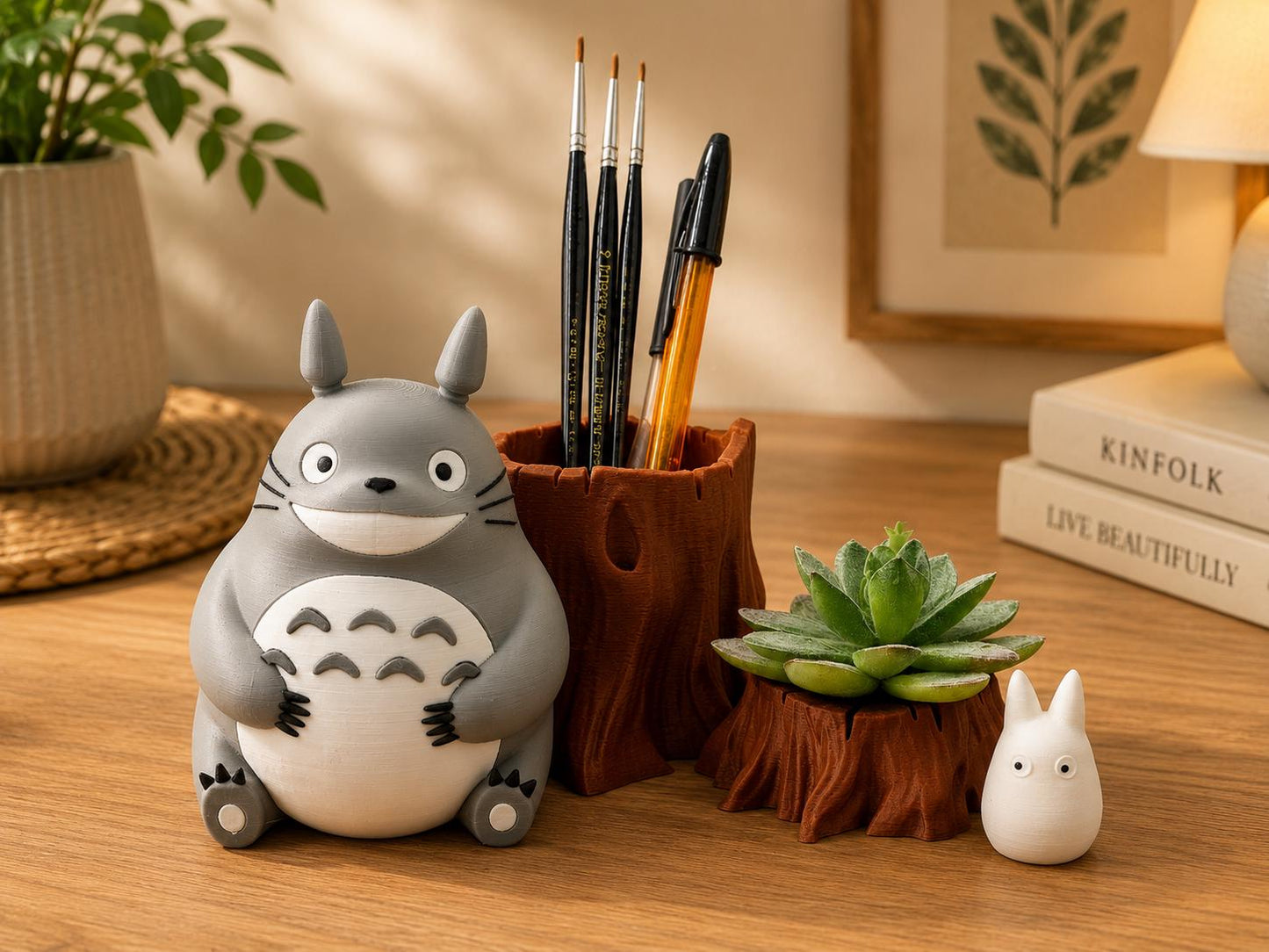 Spirit of the Forest Plant Pot & Pen Holder Set | Succulent Planter | Cute Geek Desk Decor | Eco-Friendly Vase for Home or Office