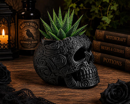 Gothic Skull Planter