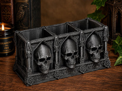 Gothic Skull Desk Organizer