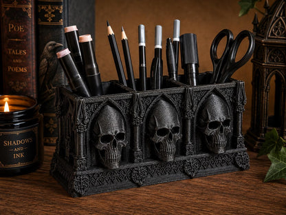 Gothic Skull Desk Organizer