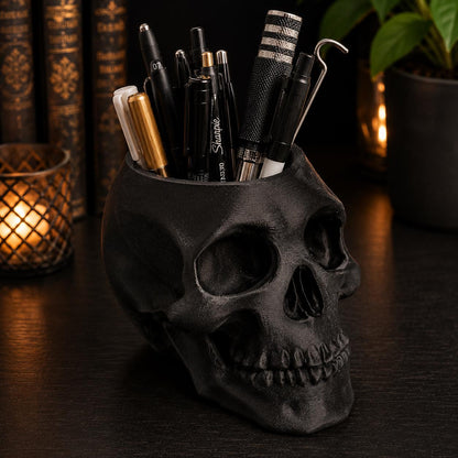 Large Gothic Skull Desk Organizer