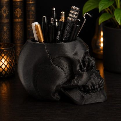 Large Gothic Skull Desk Organizer