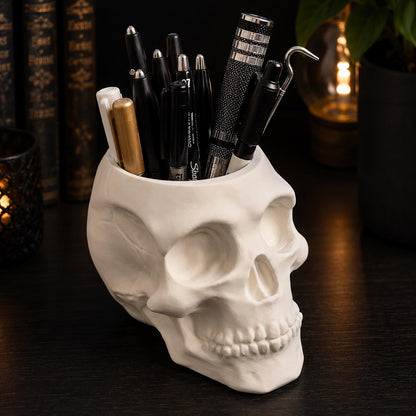 Large Gothic Skull Desk Organizer