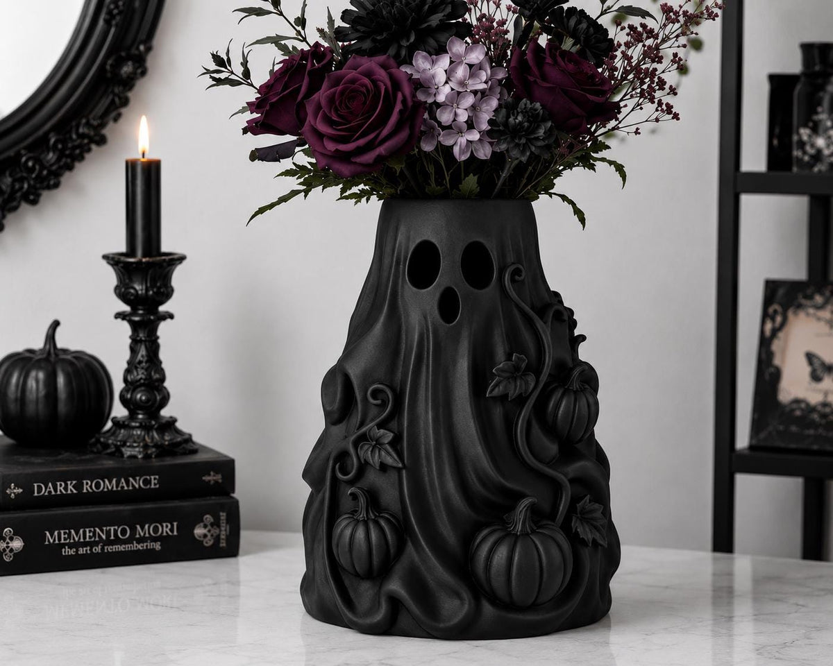 Halloween Ghost Flower Vase | Gothic Pumpkin Vase | Spooky Samhain Decor | 3D Printed Halloween Decoration | Gothic Home Decor