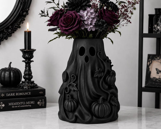 Halloween Ghost Flower Vase | Gothic Pumpkin Vase | Spooky Samhain Decor | 3D Printed Halloween Decoration | Gothic Home Decor