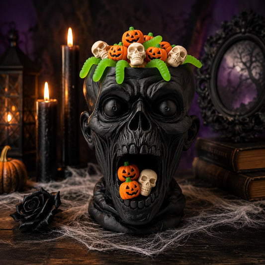Zombie Head Planter & Halloween Candy Bowl | Creepy Skull Plant Pot | Horror Halloween Decor | 3D Printed Zombie Decoration