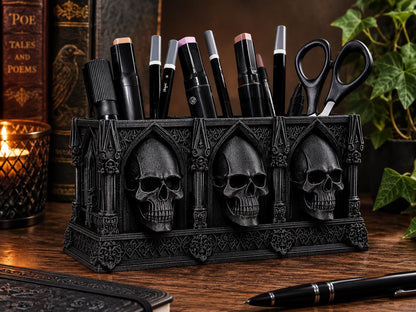 Gothic Skull Desk Organizer