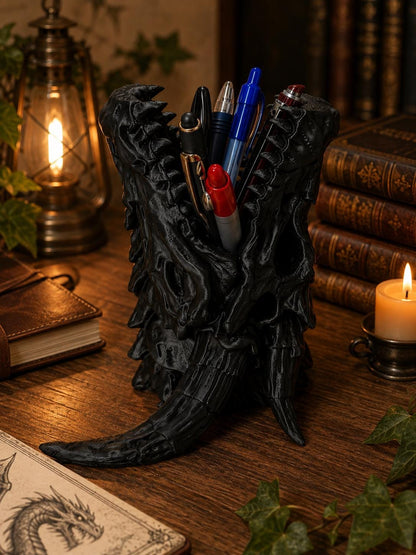 Dragon Skull Pen Holder