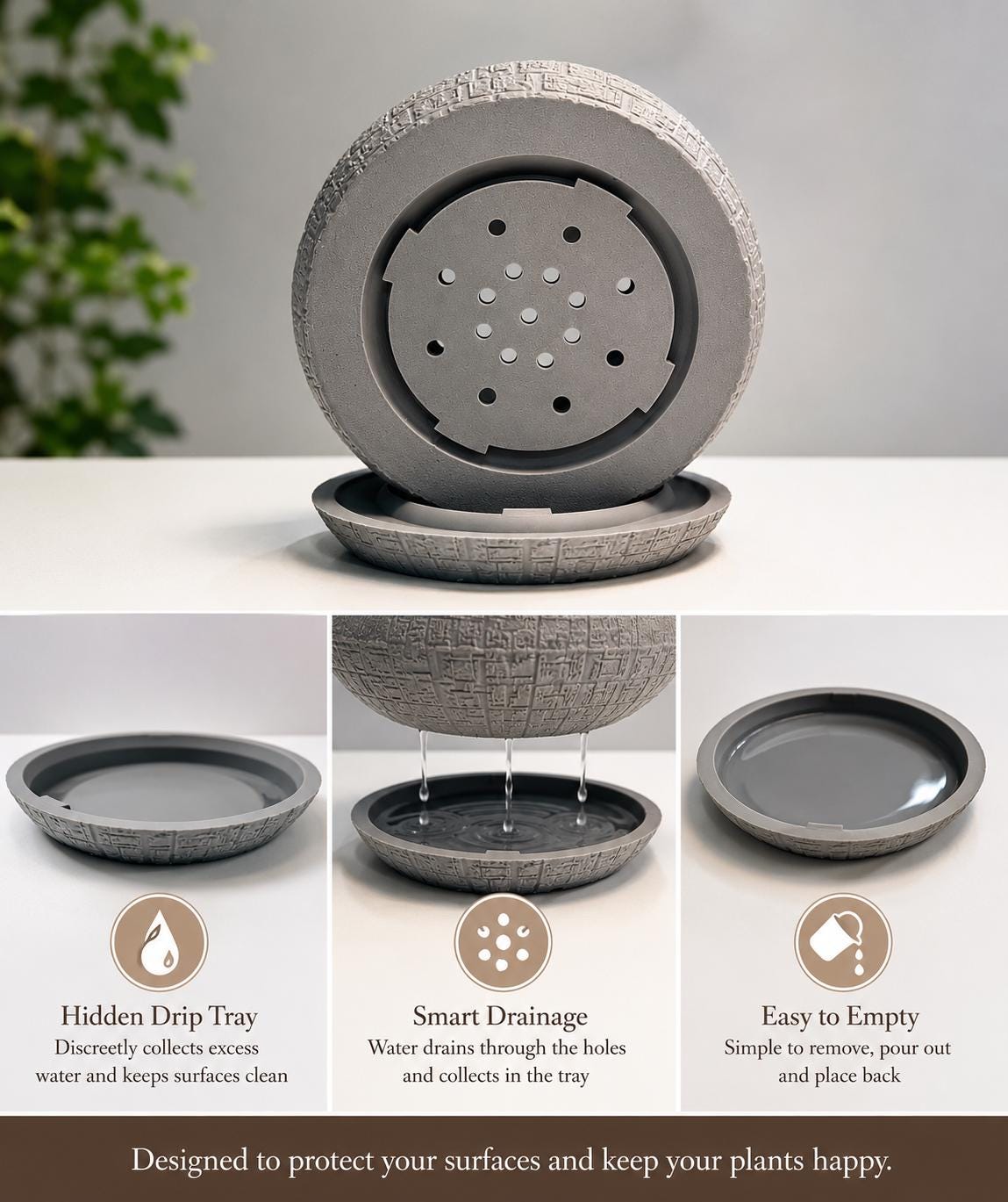 Death Star Plant Pot with Hidden Drip Tray | Star Wars Inspired Planter | Sci Fi Home Decor | Geek Gift