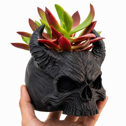 Gothic Horned Skull Planter