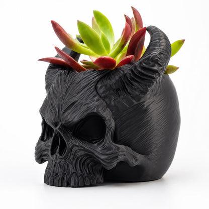 Gothic Horned Skull Planter