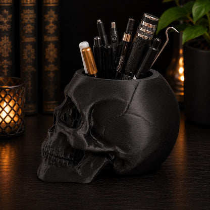 Large Gothic Skull Desk Organizer