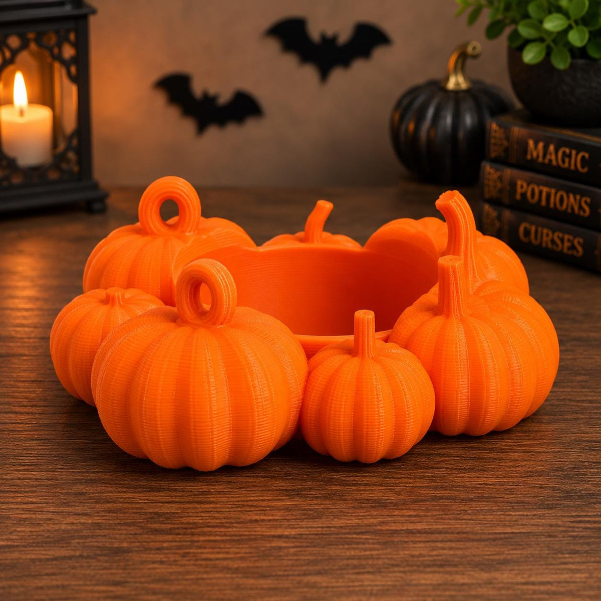 Pumpkin Patch Planter | Autumn Plant Pot with Drip Tray | Halloween Pumpkin Decor | Choose Your Colour | 3D Printed Plant Pot